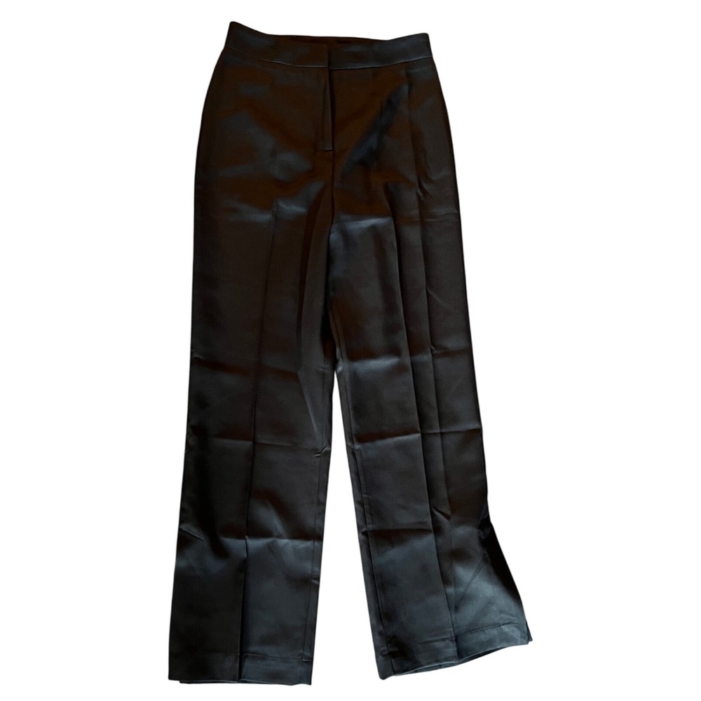 Commense Wide Leg Trousers High‎ Waist Dress Pants Black Career Slit Hem M